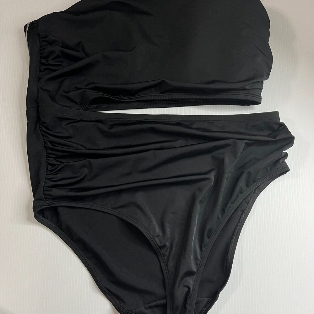 Swim by Cacique Black Swimsuit One Piece Cut out Swim Suit One Shoulder 20 NWT - Picture 10 of 11